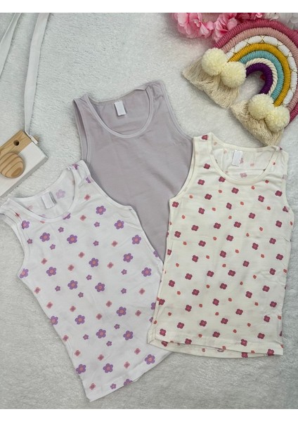 Çiçek Desenli 3lü Atlet Set