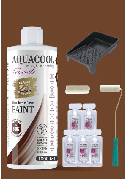 Su Bazlı Akrilik Hobi Boya 1000 ml Rulo Katalizör Boyacı Tavası Hibrit Dönüşüm Boyası Seti Ral 8007