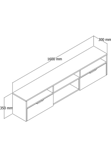 Tuna 2 Kapaklı Raflı 160 cm Duvara Monte Tv Ünitesi - Barok