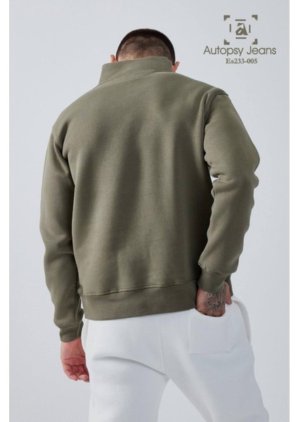 Fermuarlı Dik Yaka Içi Polarlı Erkek Sweatshirt