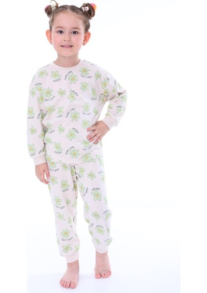 Yeşil Çiçekli Çocuk Pijama Takımı