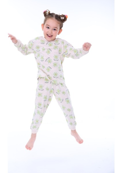 Yeşil Çiçekli Çocuk Pijama Takımı fırsatları