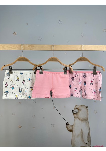 Sevimli Kız Desenli 3lü Boxer Set