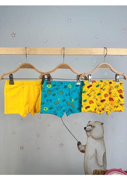 Hayvan Desenli 3lü Boxer Set