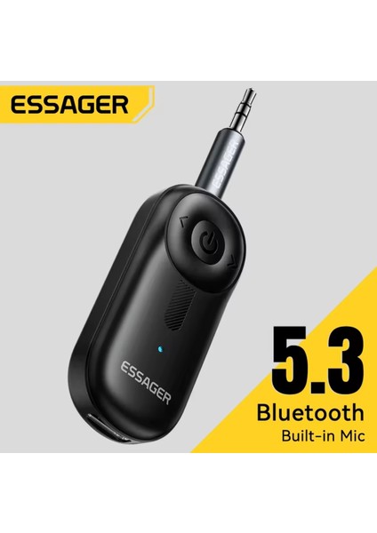 BT14 Bluetooth 5.3 Araç Kiti 3.5mm Hi-Fi Ses Aux Jack Klipsli Orjinal Yeni Nesil Son Teknoloji Ses Müzik Araba Hoparlörleri Kulaklık Tablet Dizüstü Düşük Gecikme Yüksek Performanslı