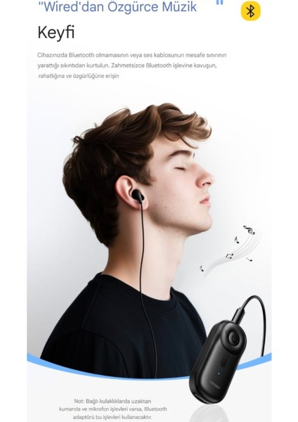 BT14 Bluetooth 5.3 Araç Kiti 3.5mm Hi-Fi Ses Aux Jack Klipsli Orjinal Yeni Nesil Son Teknoloji Ses Müzik Araba Hoparlörleri Kulaklık Tablet Dizüstü Düşük Gecikme Yüksek Performanslı