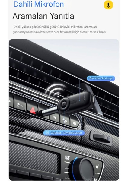 BT14 Bluetooth 5.3 Araç Kiti 3.5mm Hi-Fi Ses Aux Jack Klipsli Orjinal Yeni Nesil Son Teknoloji Ses Müzik Araba Hoparlörleri Kulaklık Tablet Dizüstü Düşük Gecikme Yüksek Performanslı