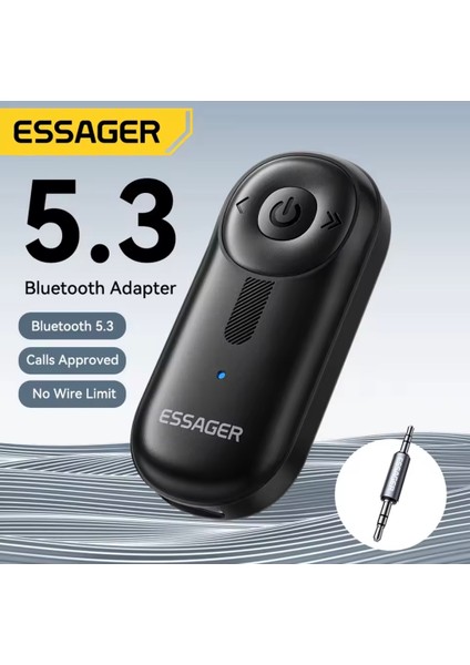 BT14 Bluetooth 5.3 Araç Kiti 3.5mm Hi-Fi Ses Aux Jack Klipsli Orjinal Yeni Nesil Son Teknoloji Ses Müzik Araba Hoparlörleri Kulaklık Tablet Dizüstü Düşük Gecikme Yüksek Performanslı