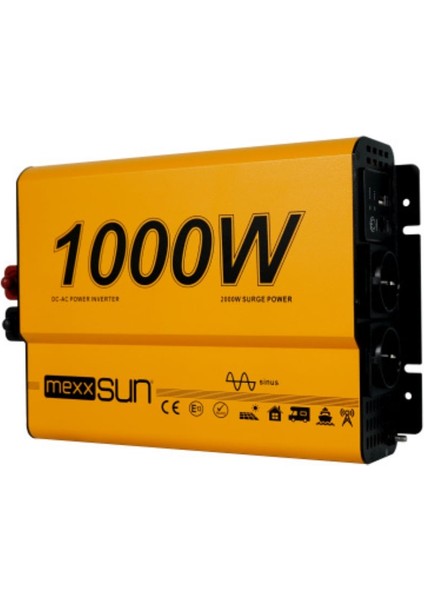 12V VOLT-1000W Watt Tam Sınüs Inverter (220V Çevirici)