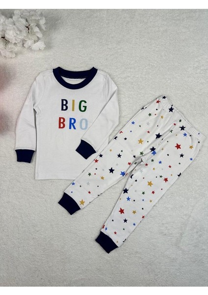 Orj. Pbk Yıldız Desen Beyaz Erkek Çocuk Pijama Takım
