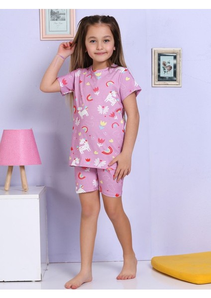 Unicorn Desenli Şortlu Pembe Pijama Takımı fiyatları