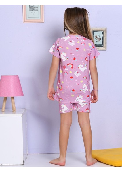 Unicorn Desenli Şortlu Pembe Pijama Takımı fırsatları