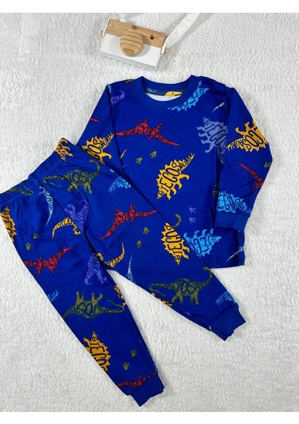 Dinozor Desen Lacivert Erkek Çocuk Pijama Takım