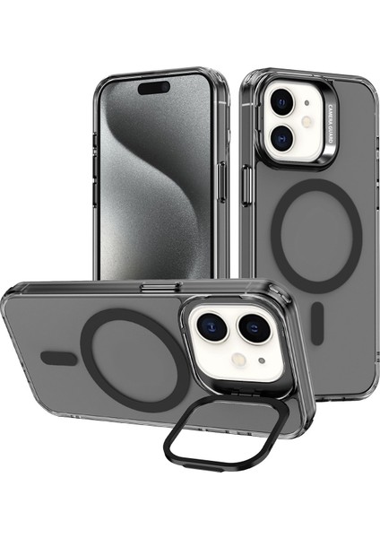 Apple iPhone 11 Armor Yarı Saydam Magsafe Kılıf Kablosuz Şarj Uyumlu Standlı Kapak