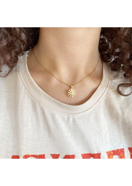 Altın Kaplama Özel Tasarım Zirkon Taşlı Kolye 45 cm KLY-377