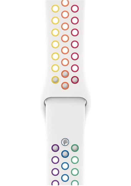 Apple Watch Uyumlu Series 4 44 mm Fileli Kordon Beyaz-Renkli