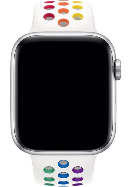 Apple Watch Uyumlu Series 4 44 mm Fileli Kordon Beyaz-Renkli