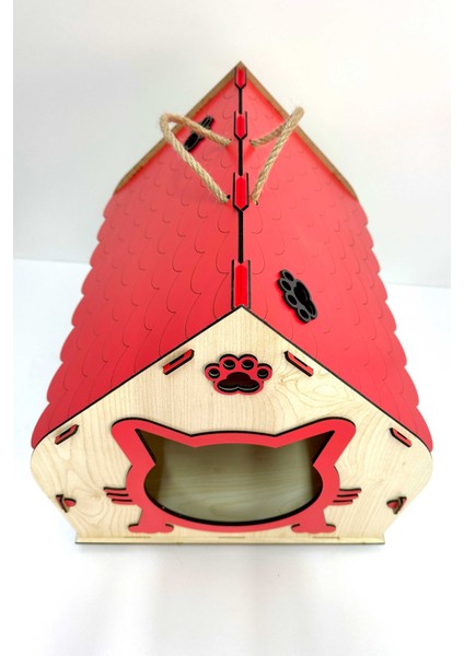 Kedi Evi, Kedi Yuvası, Renkli Özel Tasarım Dekoratif Ahşap Kedi Evi/Kulübesi/Yuvası Yavru Yetişkin fiyatları