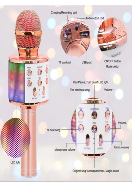 Bluetooth Karaoke Mikrofon Rose Gold