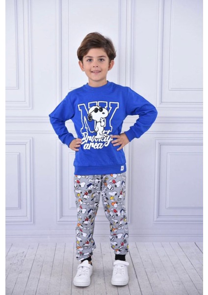 Erkek Çocuk Baskılı Pamuklu Eşofman Takımı