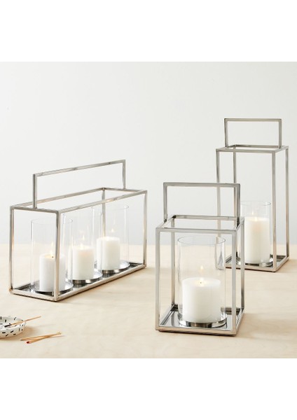 Çerçeveli Mumluk, Nikel Kaplama Minimalist Tasarım fiyatları