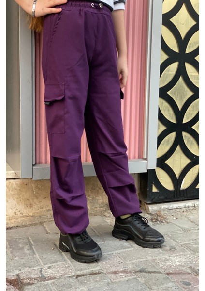 Kız Çocuk Kargo Cepli Paraşüt Pantolon 12126