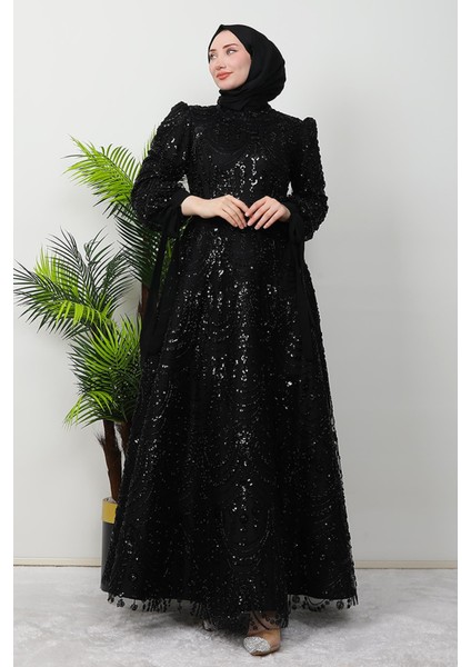 Aymira Tesettür Abiye Siyah modelleri
