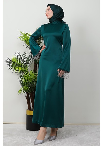 Kolu Zincirli Elbise Zümrüt