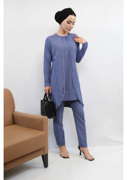 Gül Işlemeli Ikili Takım MC1434 Indigo modelleri