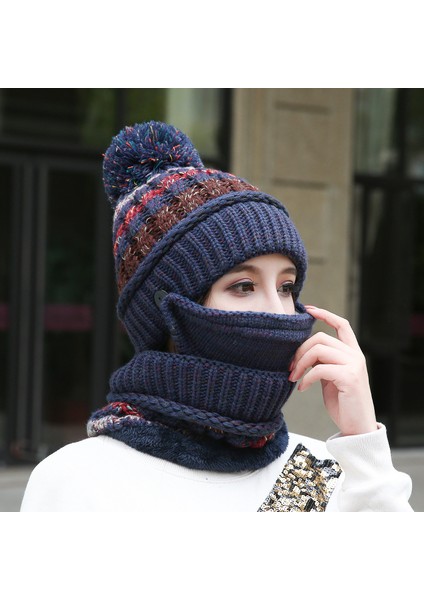 Örme Şapka, Boyun Atkısı, Maske, Sıcak ve Kalınlaştırılmış Yün Şapka (Yurt Dışından)