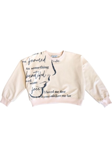 Kız Çocuk Yüz Baskılı Sweatshirt