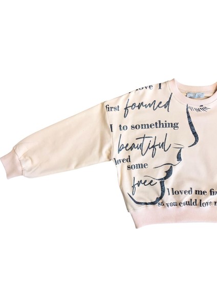 Kız Çocuk Yüz Baskılı Sweatshirt