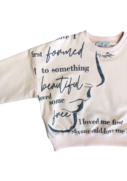 Kız Çocuk Yüz Baskılı Sweatshirt
