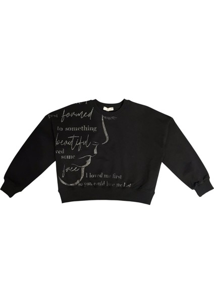 Kız Çocuk Yüz Baskılı Sweatshirt