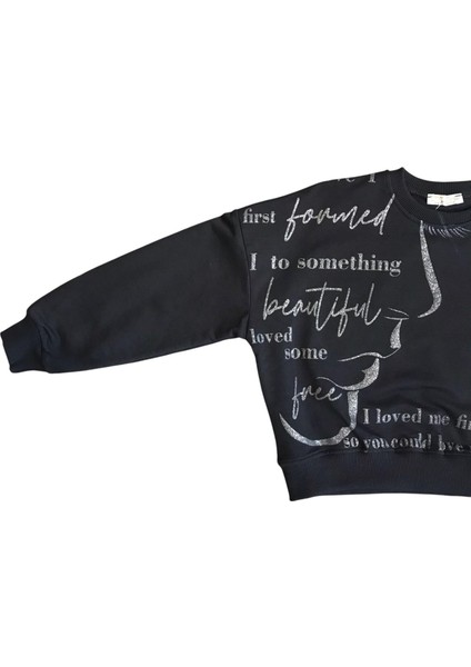 Kız Çocuk Yüz Baskılı Sweatshirt