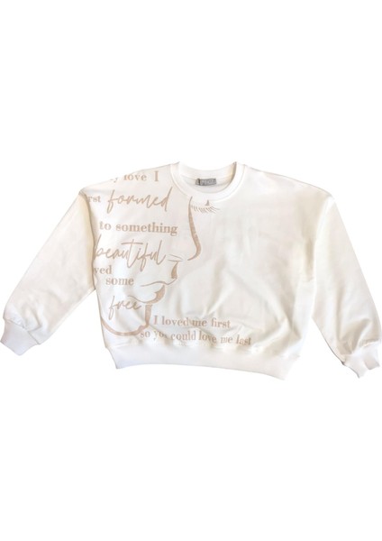 Kız Çocuk Yüz Baskılı Sweatshirt