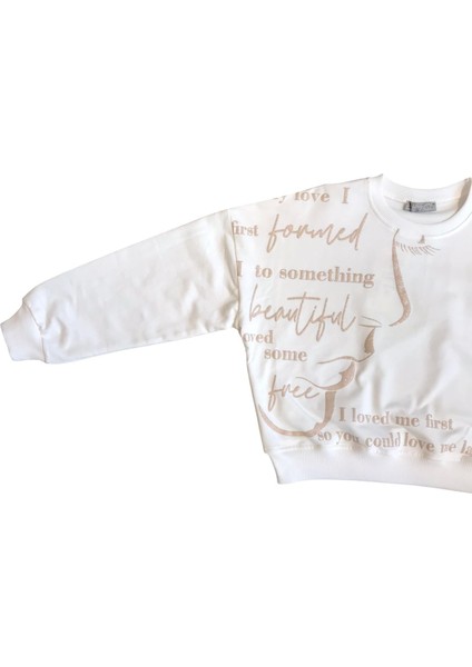 Kız Çocuk Yüz Baskılı Sweatshirt