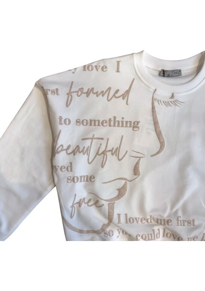 Kız Çocuk Yüz Baskılı Sweatshirt