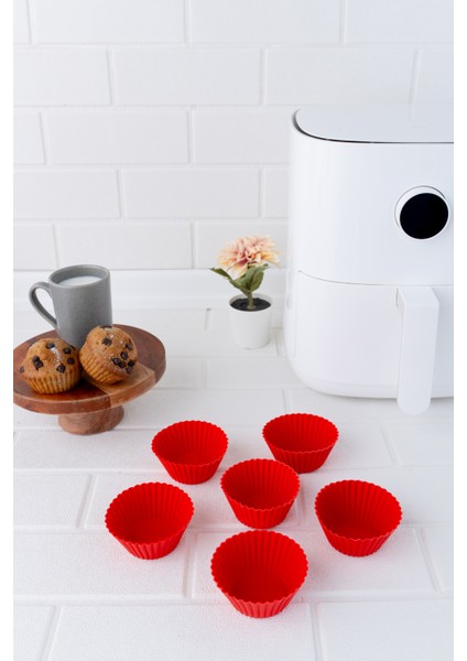 Airfryer Silikon Kek Muffin Kalıbı 6’lı, Tüm Hava Fritözleriyle Uyumlu