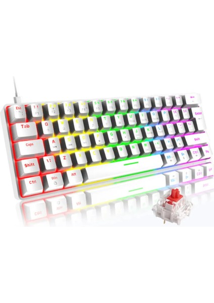 Rgb Beyaz Renk Kırmızı Switch T60 Mekanik Klavye