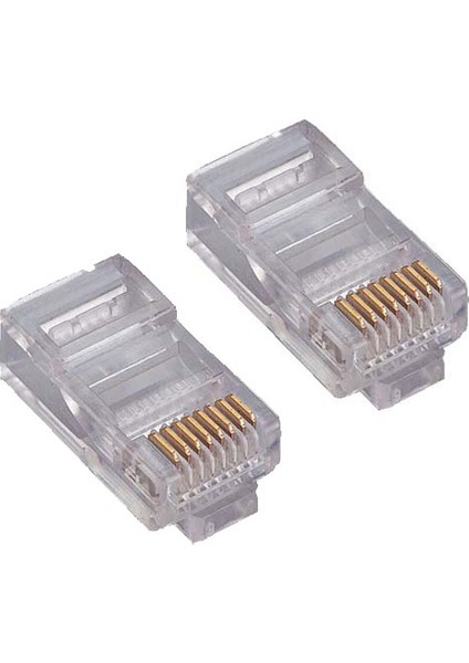 SP-U100-D Cat5-Cat6 100 Adet RJ45 Konnektör (Yeni Nesil Delikli)