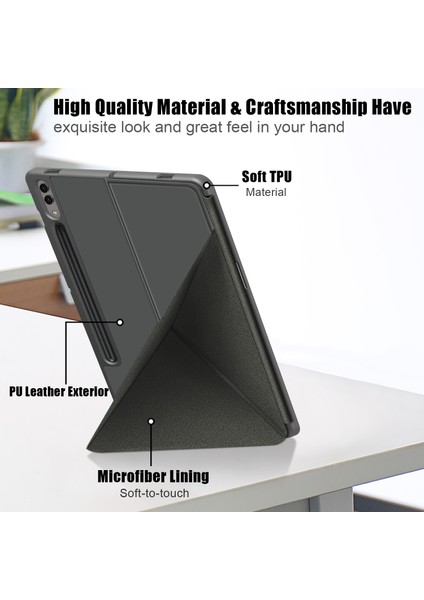 Samsung Galaxy Tab S9 Için Çok Katlanır Deri Tablet Kılıfı (Yurt Dışından)