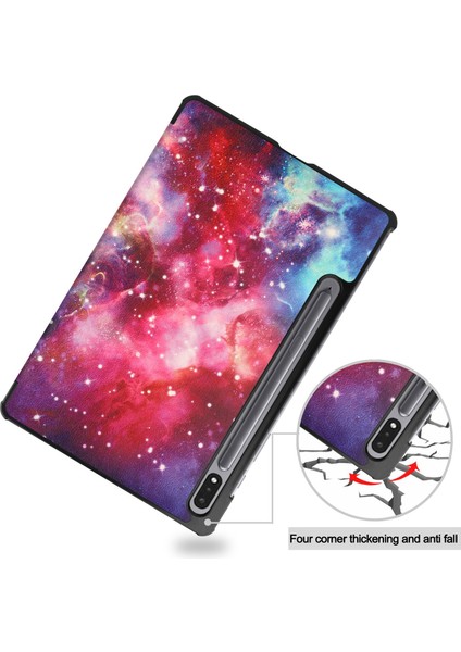 Samsung Galaxy Tab S9 Için Boyalı Akıllı Deri Tablet Kılıfı (Yurt Dışından)
