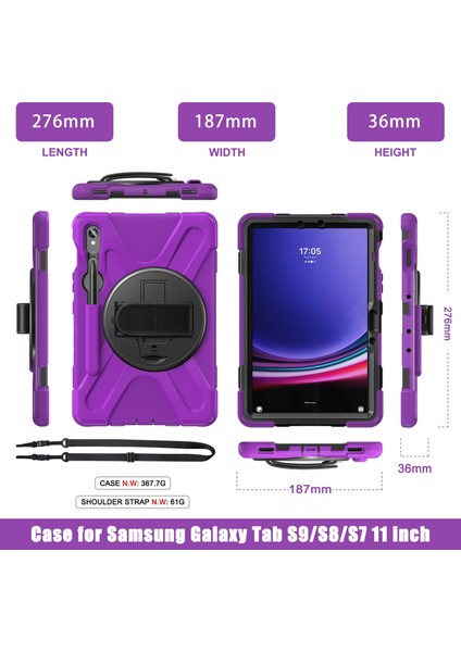 Samsung Galaxy Tab S9 / S8 / S7 Için Tpu + Pc Tablet Kılıfı (Yurt Dışından)