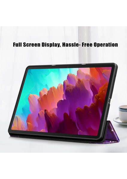 Lenovo Tab P12 12.7 /P12 Pro 2. Nesil Için 3 Katlı Deri Kılıf (Yurt Dışından)