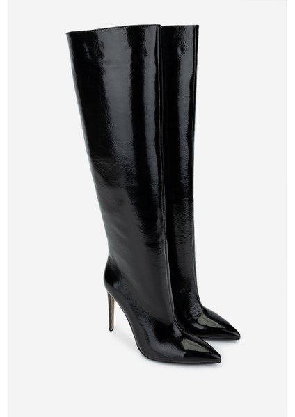 Kadın Deri Siyah Rugan Topuklu Çizme 820 396 Bn Czm SK24-25 Syh Krsk Rgn fiyatları