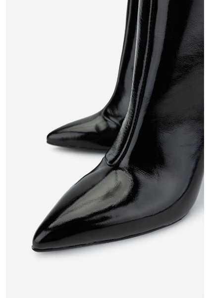 Kadın Deri Siyah Rugan Topuklu Çizme 820 396 Bn Czm SK24-25 Syh Krsk Rgn modelleri