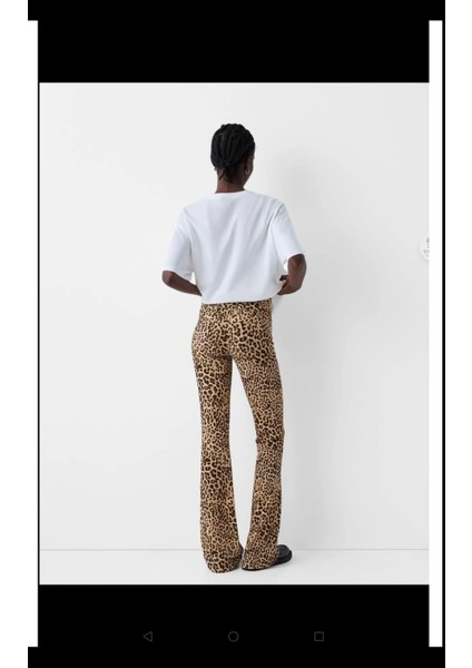 Allbucks Bershka, Leopar Desenli Esnek Flare Pantolon ABBRS0997