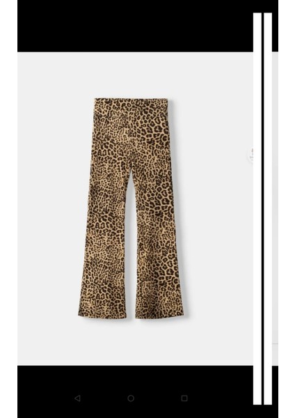 Allbucks Bershka, Leopar Desenli Esnek Flare Pantolon ABBRS0997