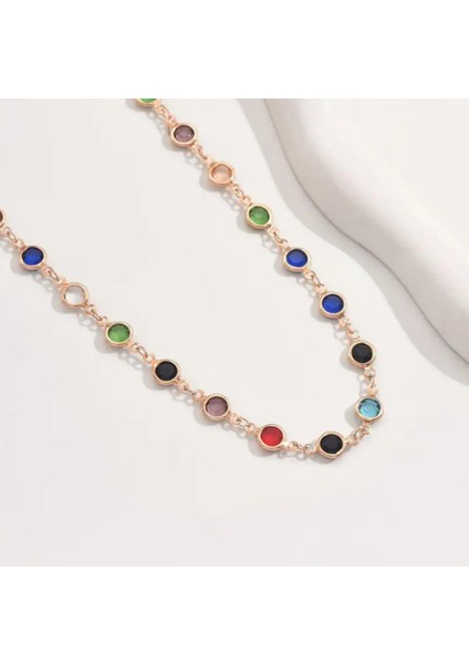 Gold Renkli Taşlı Zarif Kadın Kolye fırsatları